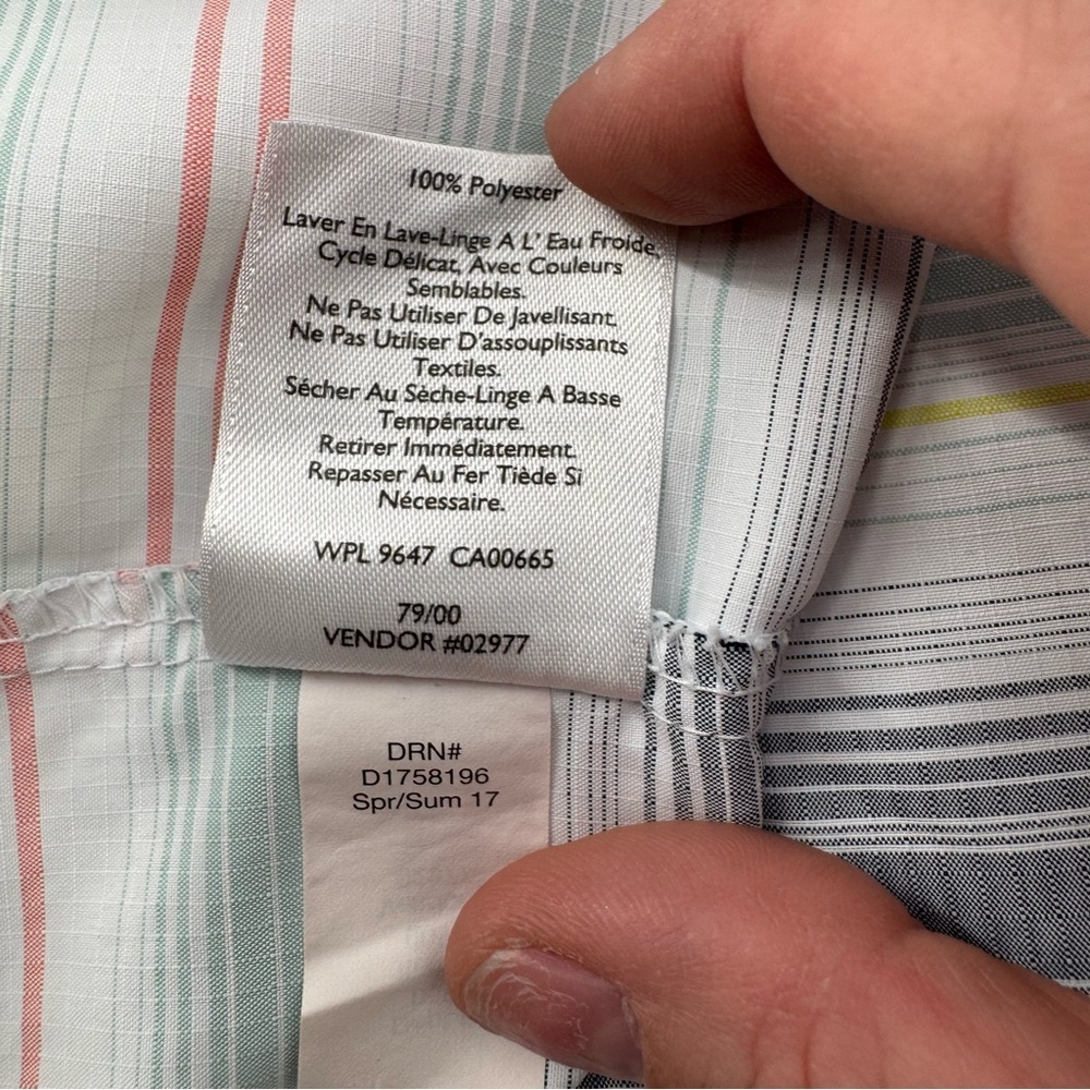 Eddie Bauer White Striped Button Down Chest Pockets Sleeveless Tech Shirt Small - Picture 9 of 10